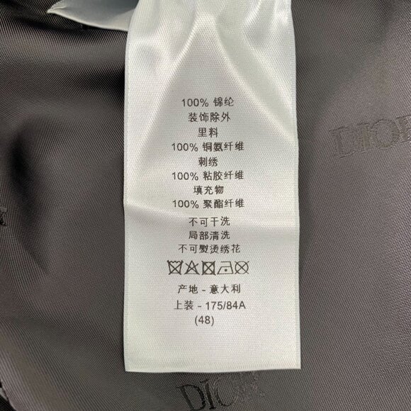 Dior Mens Black Embroidered Logo Bomber Jacket With Zipper & Dust Bag Size 48 M - Picture 4 of 8